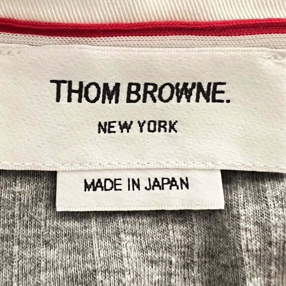 $1499 Authentic THOM BROWNE Made in JAPAN Men’s Grey Polo Sweatshirt Sz.5 - Picture 2 of 12
